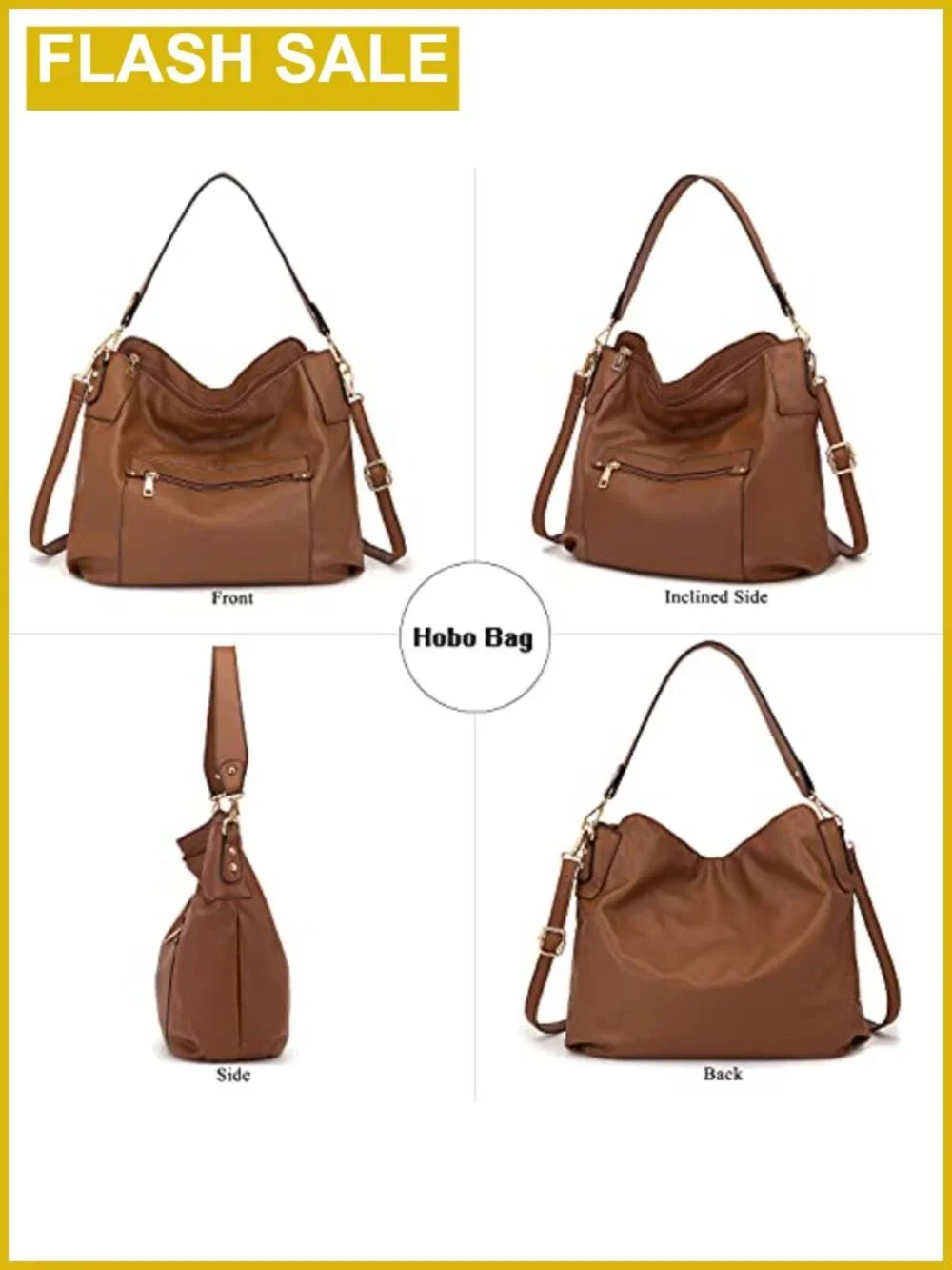 Large Hobo Handbags Purse and Wallet Set Crossbody Shoulder Bag Faux Leather